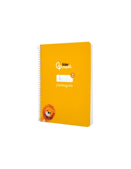Cuaderno espiral liderpapel a5 pautaguia tapa blanda 40h 75gr cuadro pautado 4mm color amarillo