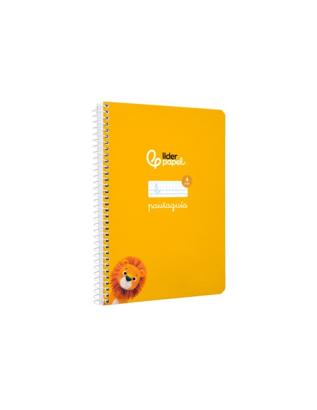 Cuaderno espiral liderpapel a5 pautaguia tapa blanda 40h 75gr cuadro pautado 4mm color amarillo