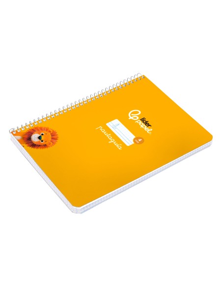 Cuaderno espiral liderpapel a5 pautaguia tapa blanda 40h 75gr cuadro pautado 4mm color amarillo