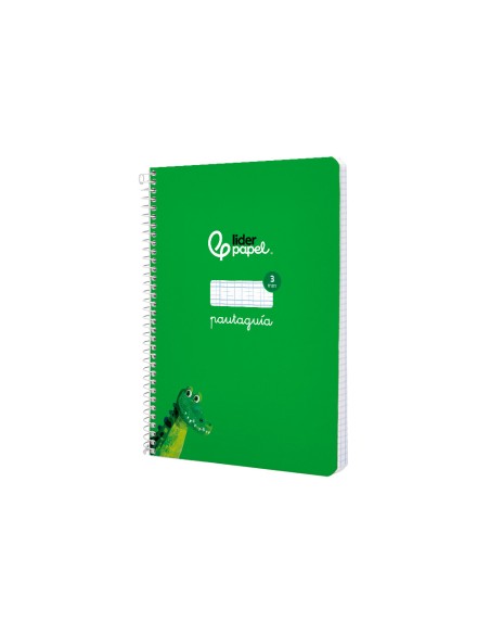 Cuaderno espiral liderpapel a5 pautaguia tapa blanda 40h 75gr cuadro pautado 3mm color verde