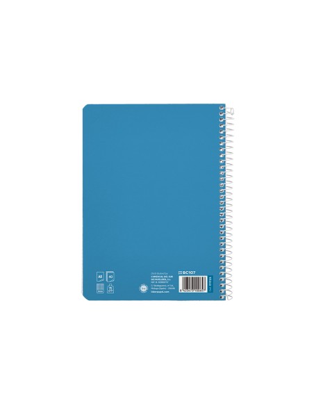 Cuaderno espiral liderpapel a5 pautaguia tapa blanda 40h 75gr cuadro pautado 3mm color azul