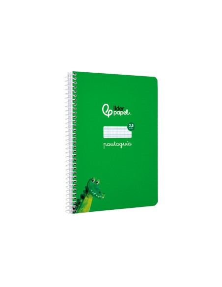 Cuaderno espiral liderpapel a5 pautaguia tapa blanda 40h 75gr cuadro pautado 2,5mm color verde