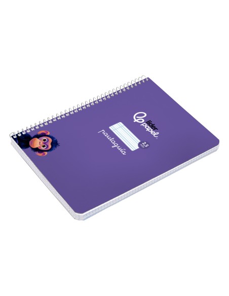 Cuaderno espiral liderpapel a5 pautaguia tapa blanda 40h 75gr cuadro pautado 2,5mm color lila