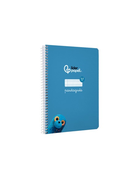 Cuaderno espiral liderpapel a5 pautaguia tapa blanda 40h 75gr cuadro pautado 2,5mm color azul