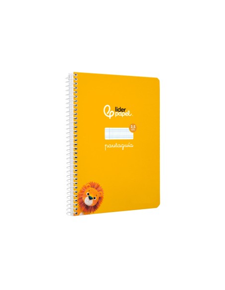 Cuaderno espiral liderpapel a5 pautaguia tapa blanda 40h 75gr cuadro pautado 2,5mm color amarillo