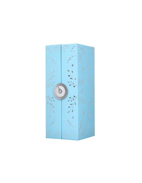 Pluma belius bella aluminio color azul celeste diseño plateado relieve tinta azul caja de diseño