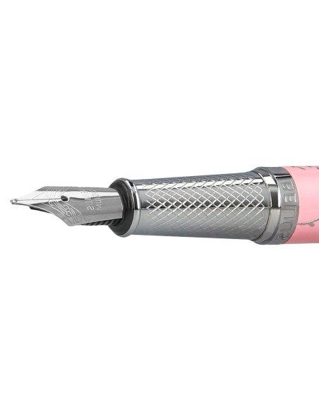 Pluma belius bella aluminio color rosa diseño plateado relieve tinta azul caja de diseño