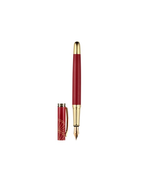 Pluma y estuche belius soiree color art deco granate y dorado tinta azul caja de diseño