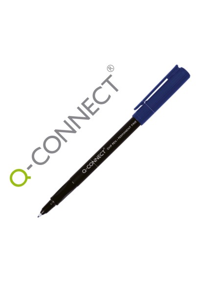 Rotulador q-connect retroproyeccion punta fibra super fina redonda 0.5 mm permanente azul