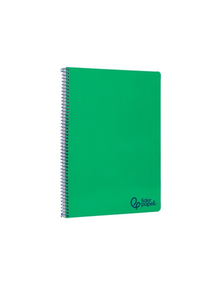 Cuaderno espiral liderpapel a4 wonder tapa plastico 80h 90gr cuadro 4mm con margen color verde oscuro