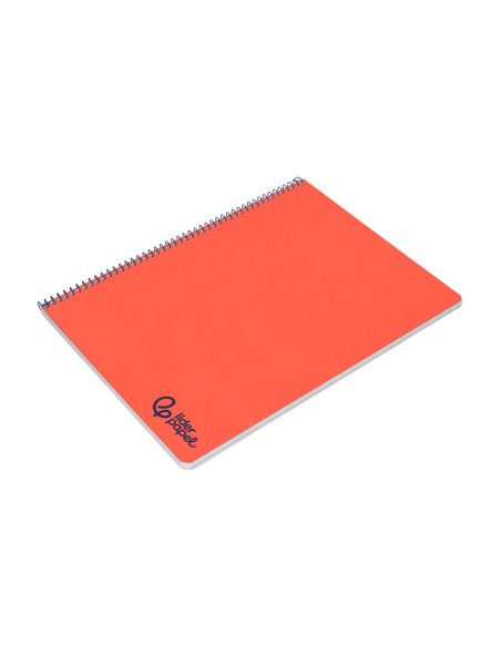 Cuaderno espiral liderpapel a4 wonder tapa plastico 80h 90gr pauta ancha 3,5mm con margen color rojo