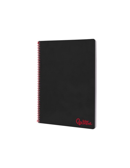 Cuaderno espiral liderpapel a4 wonder tapa plastico 80h 90gr pauta ancha 3,5mm con margen color negro