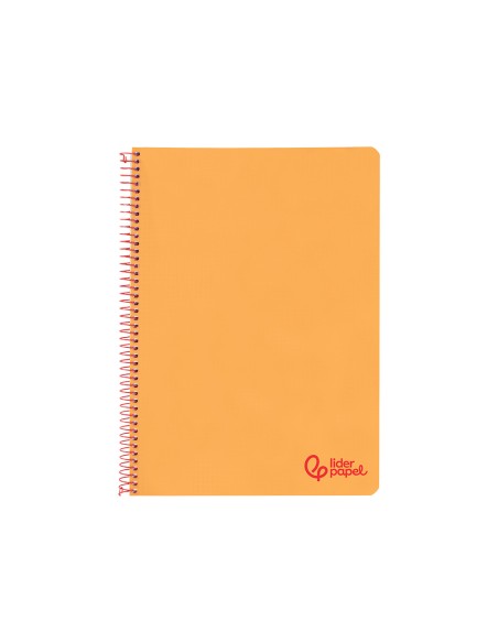 Cuaderno espiral liderpapel a4 wonder tapa plastico 80h 90gr pauta ancha 3,5mm con margen color naranja