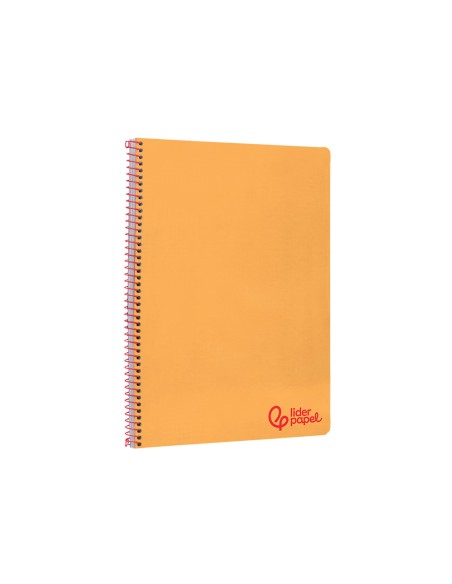 Cuaderno espiral liderpapel a4 wonder tapa plastico 80h 90gr pauta ancha 3,5mm con margen color naranja