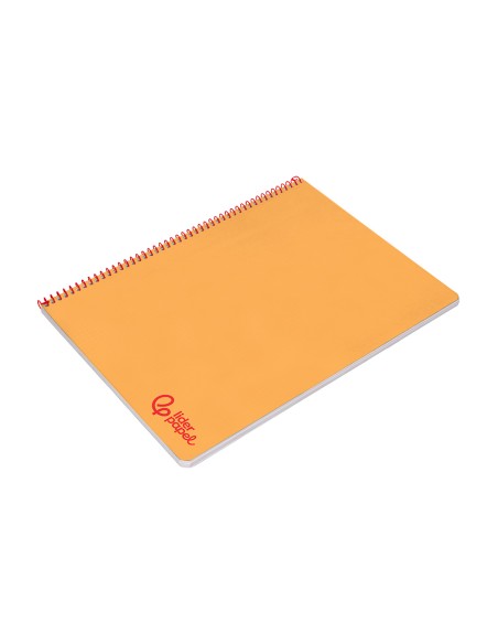 Cuaderno espiral liderpapel a4 wonder tapa plastico 80h 90gr pauta ancha 3,5mm con margen color naranja