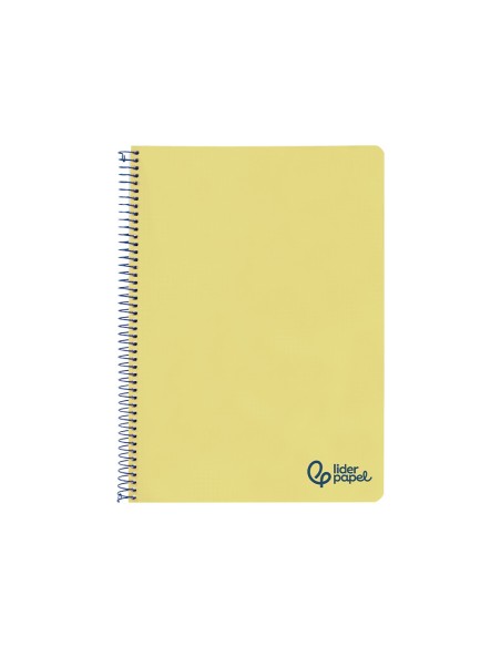 Cuaderno espiral liderpapel a4 wonder tapa plastico 80h 90gr pauta ancha 3,5mm con margen color amarillo