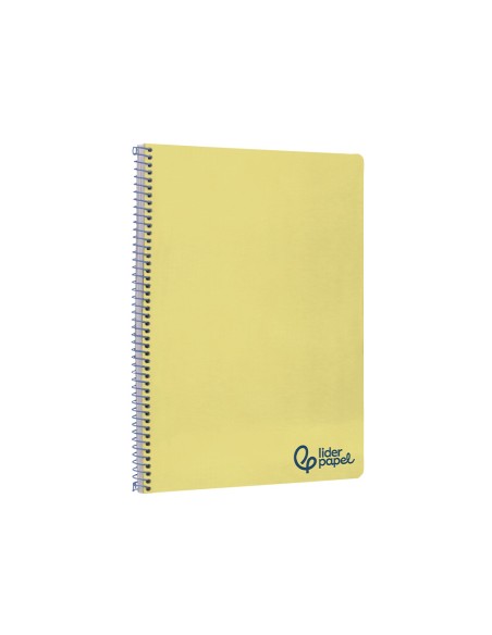 Cuaderno espiral liderpapel a4 wonder tapa plastico 80h 90gr pauta ancha 3,5mm con margen color amarillo