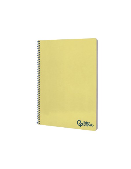 Cuaderno espiral liderpapel a4 wonder tapa plastico 80h 90gr pauta ancha 3,5mm con margen color amarillo
