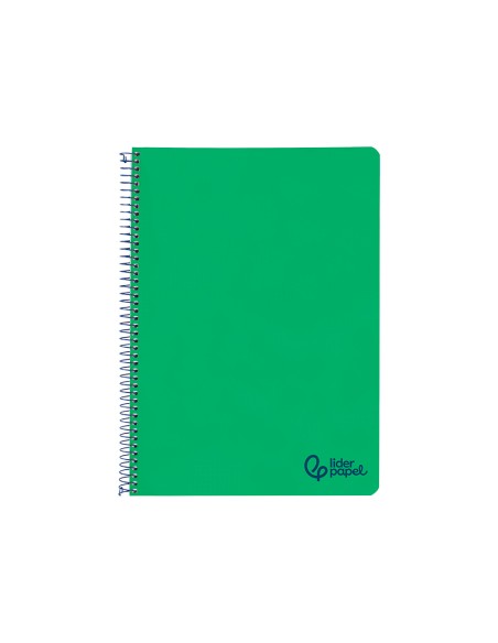 Cuaderno espiral liderpapel a4 wonder tapa plastico 80h 90gr pauta estrecha 2,5mm con margen color verde oscuro