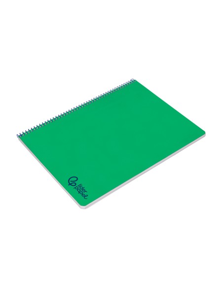 Cuaderno espiral liderpapel a4 wonder tapa plastico 80h 90gr pauta estrecha 2,5mm con margen color verde oscuro