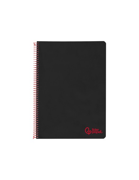 Cuaderno espiral liderpapel a4 wonder tapa plastico 80h 90gr pauta estrecha 2,5mm con margen color negro