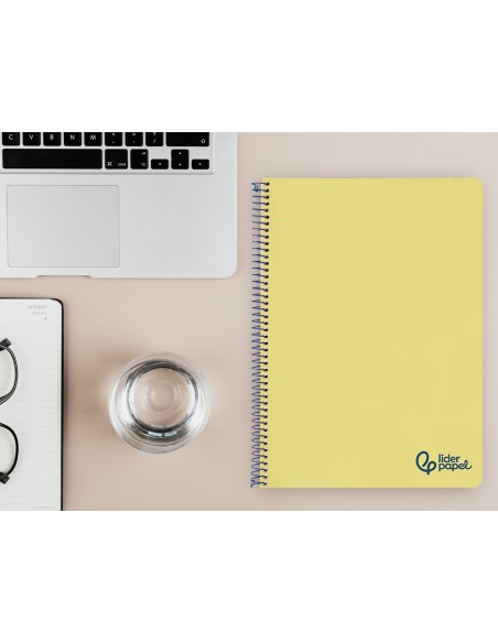 Cuaderno espiral liderpapel a4 wonder tapa plastico 80h 90gr pauta estrecha 2,5mm con margen color amarillo