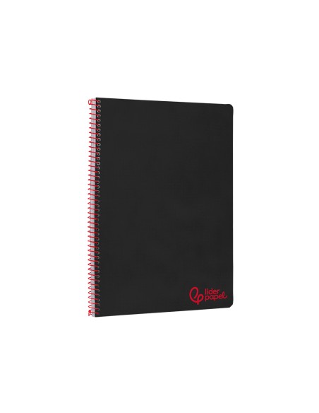 Cuaderno espiral liderpapel a4 wonder tapa plastico 80h 90gr rayado horizontal con margen color negro