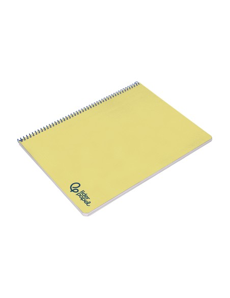 Cuaderno espiral liderpapel a4 wonder tapa plastico 80h 90gr rayado horizontal con margen color amarillo