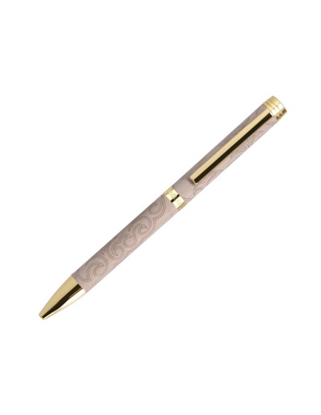 Boligrafo belius wild west aluminio color beige dorado tinta color azul caja de diseño