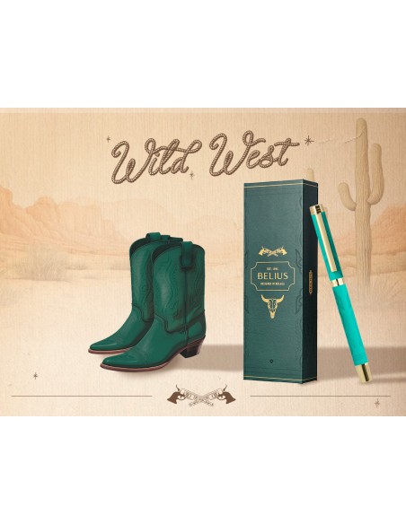 Roller belius wild west aluminio color verde dorado tinta color negro caja de diseño