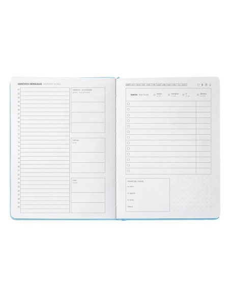 Agenda escolar antartik 25-26 encuadernada go! simil piel azul semana vista a5 bilingüe papel fsc 80 gr