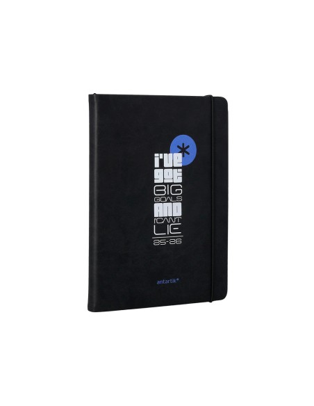 Agenda escolar antartik 25-26 encuadernada go! simil piel negro semana vista a5 bilingüepapel fsc 80 gr
