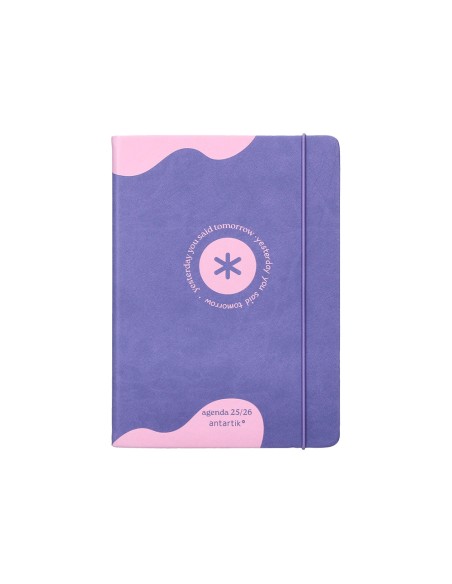 Agenda escolar antartik 25-26 encuadernada go! simil piel morado semana vista a5 bilingüe papel fsc 80 gr