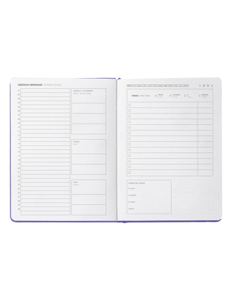 Agenda escolar antartik 25-26 encuadernada go! simil piel morado semana vista a5 bilingüe papel fsc 80 gr