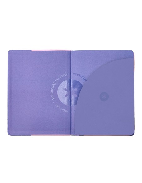 Agenda escolar antartik 25-26 encuadernada go! simil piel morado semana vista a5 bilingüe papel fsc 80 gr