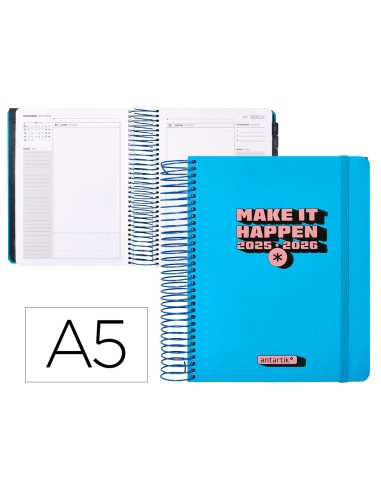 Agenda escolar antartik 25-26 espiral neon azul...
