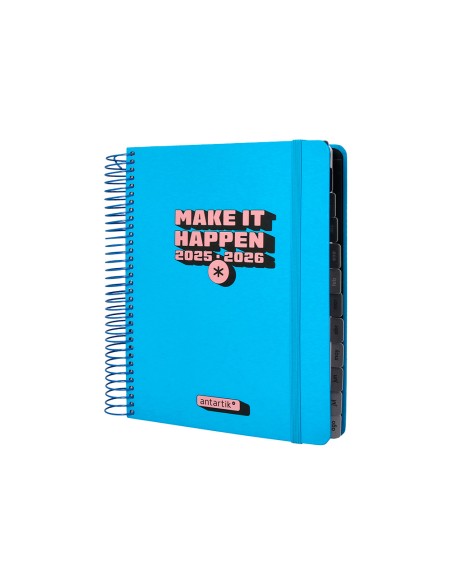 Agenda escolar antartik 25-26 espiral neon azul dia pagina a5 bilingüe papel fsc 80 gr