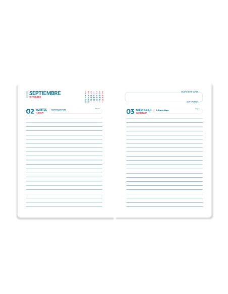 Agenda escolar liderpapel 25-26 espiral cars rojo dia pagina a5 bilingüe papel fsc 80 gr