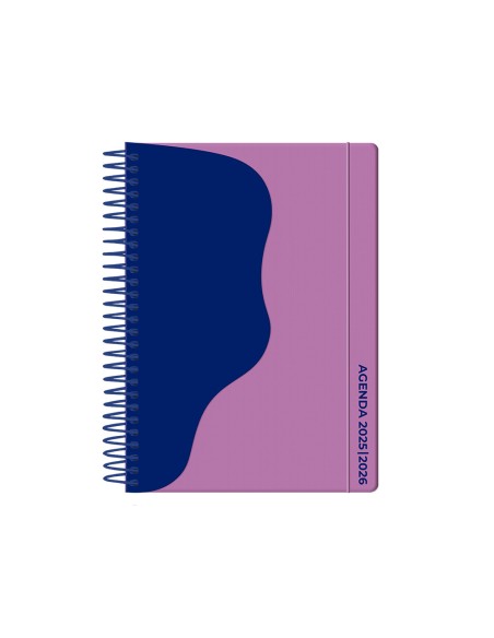 Agenda escolar liderpapel 25-26 espiral waves morado semana vista a5 bilingüe papel fsc 80 gr