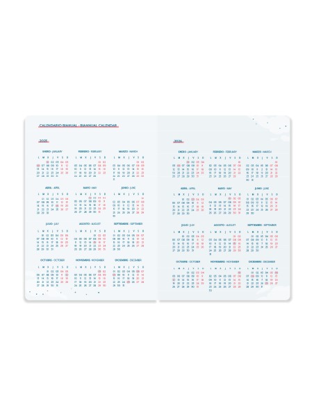 Agenda escolar liderpapel 25-26 espiral waves azul oscu ro semana vista a5 bilingüe papel fsc 80 gr