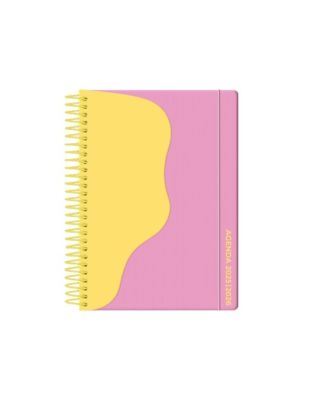 Agenda escolar liderpapel 25-26 espiral waves rosa semana vista a5 bilingüe papel fsc 80 gr