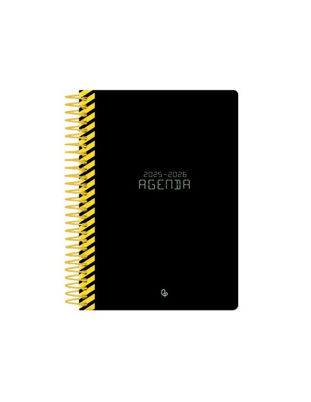 Agenda escolar liderpapel 25-26 espiral classic negro dia pagina a5 bilingüe papel fsc 70 gr