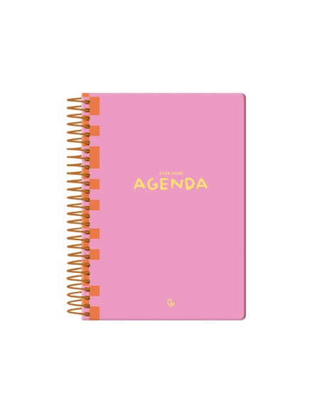 Agenda escolar liderpapel 25-26 espiral classic rosa diapagina a5 bilingüe papel fsc 70 gr