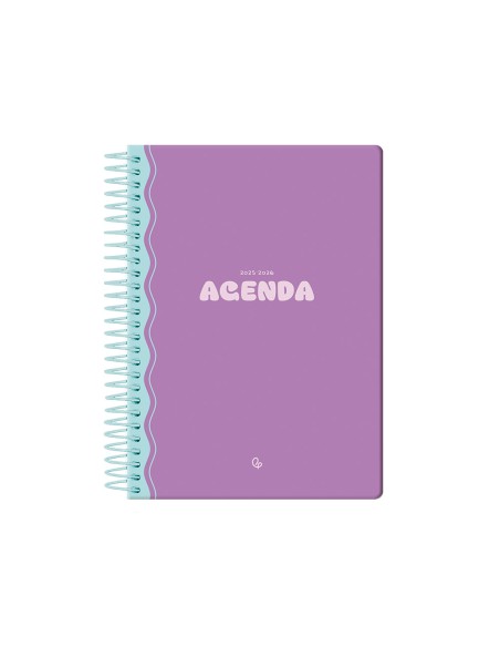 Agenda escolar liderpapel 25-26 espiral classic morado semana vista a5 bilingüe papel fsc 70 gr