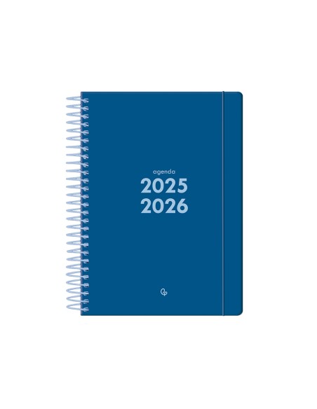 Agenda escolar liderpapel 25-26 espiral basic azul oscuro dia pagina a5 bilingüe papel fsc 70 gr