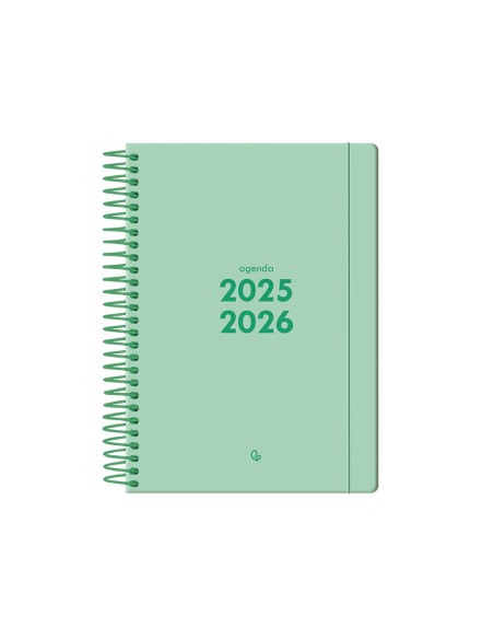 Agenda escolar liderpapel 25-2 6 espiral basic verde menta semana vista a5 bilingüe papel fsc 70 gr