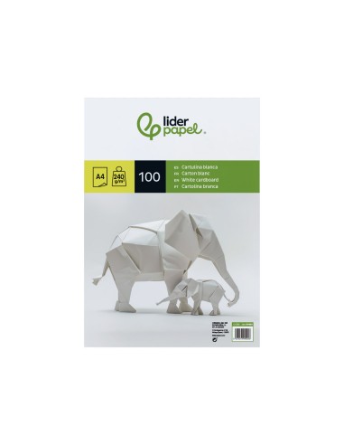Cartulina liderpapel a4 240g/m2 blanco paquete...