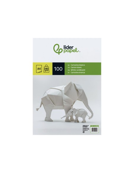 Cartulina liderpapel a4 240g/m2 blanco paquete de 100 hojas