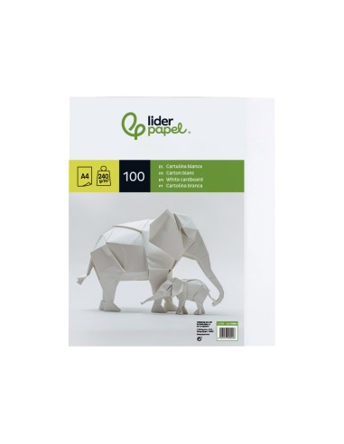Cartulina liderpapel a4 240g/m2 blanco paquete...