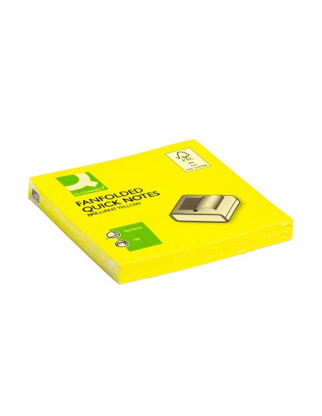 Bloc de notas adhesivas quita y pon q-connect 76x76 mm amarillo neon zig-zag